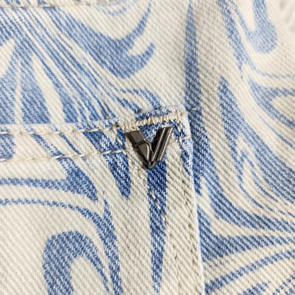 Vigoss Womens Slim Straight Size 27 Light Blue and White Swirl Patterned Jeans - Picture 9 of 10